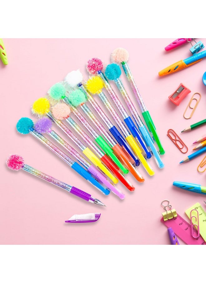 VOTUM VOTUM Colored Gel Pens for Kids - Candy Scented 12 Piece Set - Medium Point Tips with Colorful Glitter Pom Poms  - Image 5