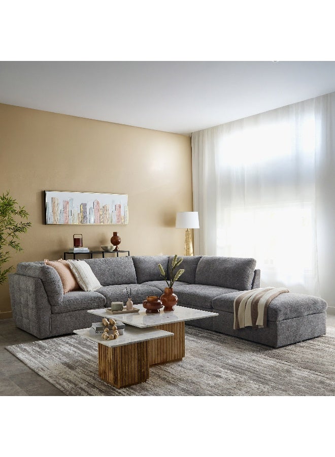 Home Box أريكة فرانكلين الزاوية القماشية باللون الرمادي - Image 5