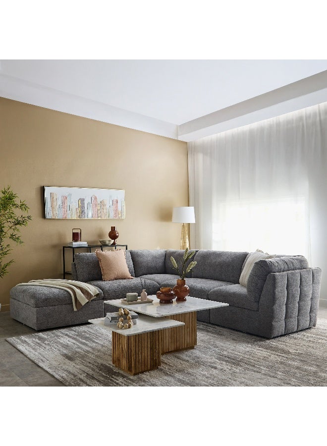 Home Box أريكة فرانكلين الزاوية القماشية باللون الرمادي - Image 4