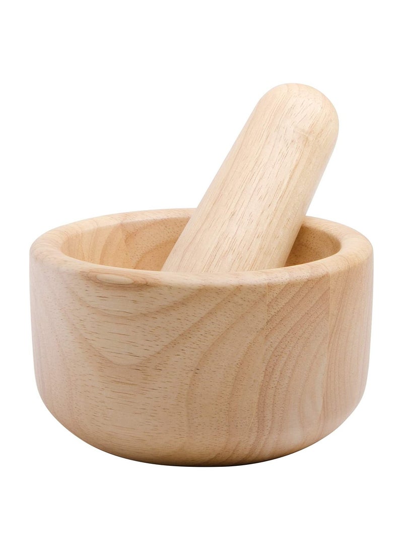 BILLI مدقة وهاون خشبي بيج - Image 1