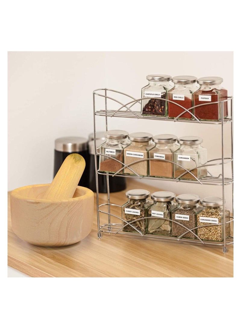 BILLI مدقة وهاون خشبي بيج - Image 2