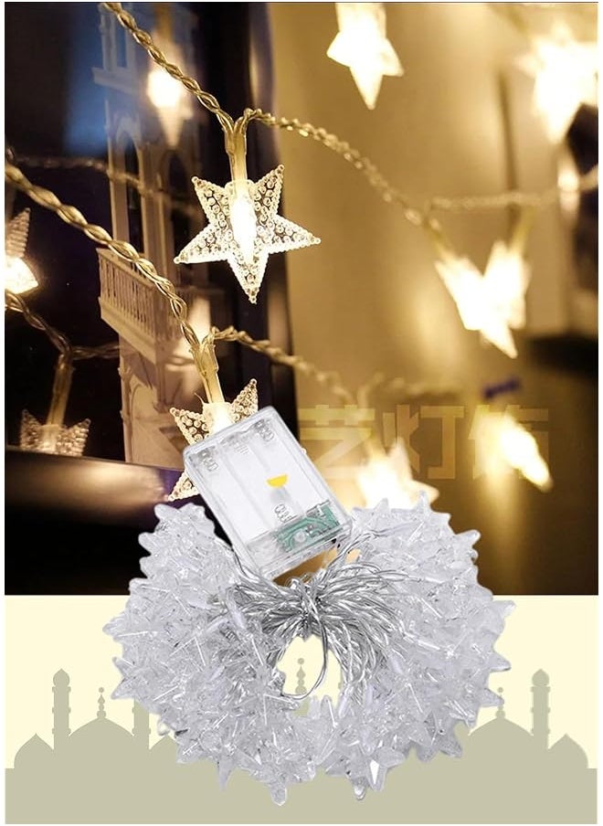 F.A.M.S Ramadan Lights – Star Decorative Led String Lights Battery Operated Aa – Available In 3M And 6M Warm White Easy To Install For Ramadan And Eid Home Decor 6 Meters  - Image 1