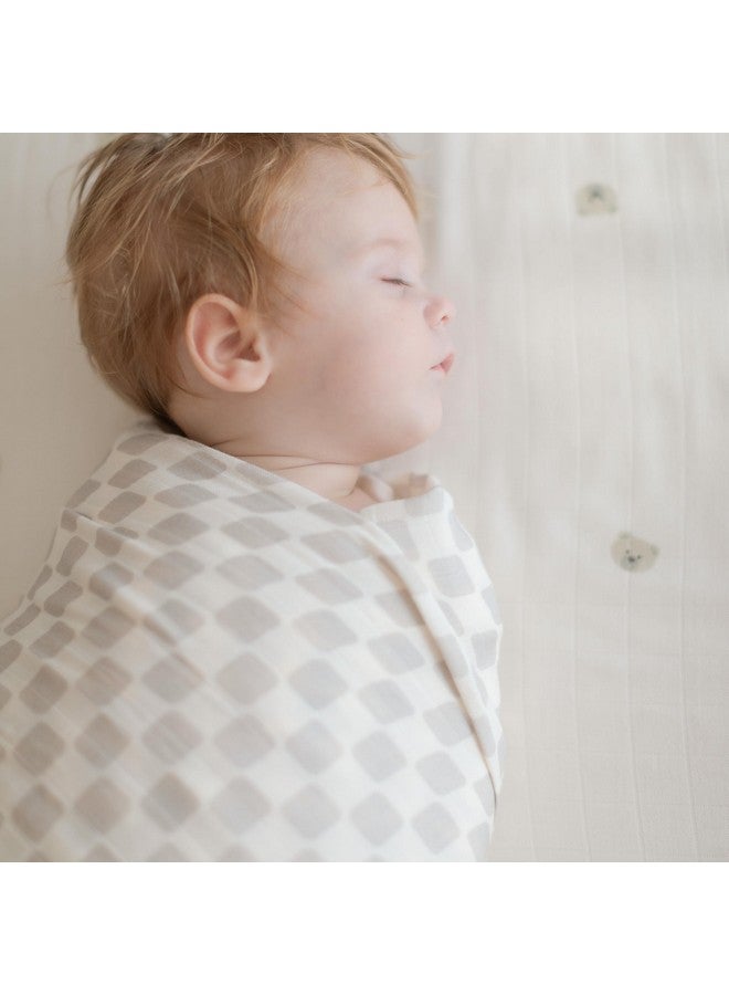 TAB Muslin Swaddle Blankets - Set of 2 Gender Neutral Patterns- Large 47"x47",Organic Cotton & Viscose from Bamboo, Extra Soft Newborn Swaddles, Baby Shower for Boys & Girls (Checkered Tan & Bears) - Image 5