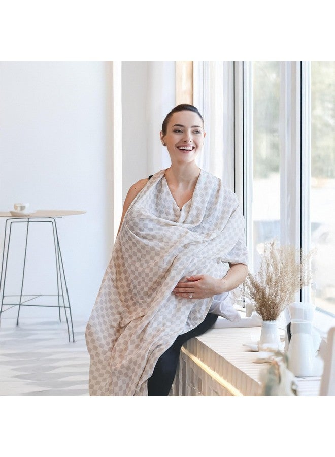 TAB Muslin Swaddle Blankets - Set of 2 Gender Neutral Patterns- Large 47"x47",Organic Cotton & Viscose from Bamboo, Extra Soft Newborn Swaddles, Baby Shower for Boys & Girls (Checkered Tan & Bears) - Image 4
