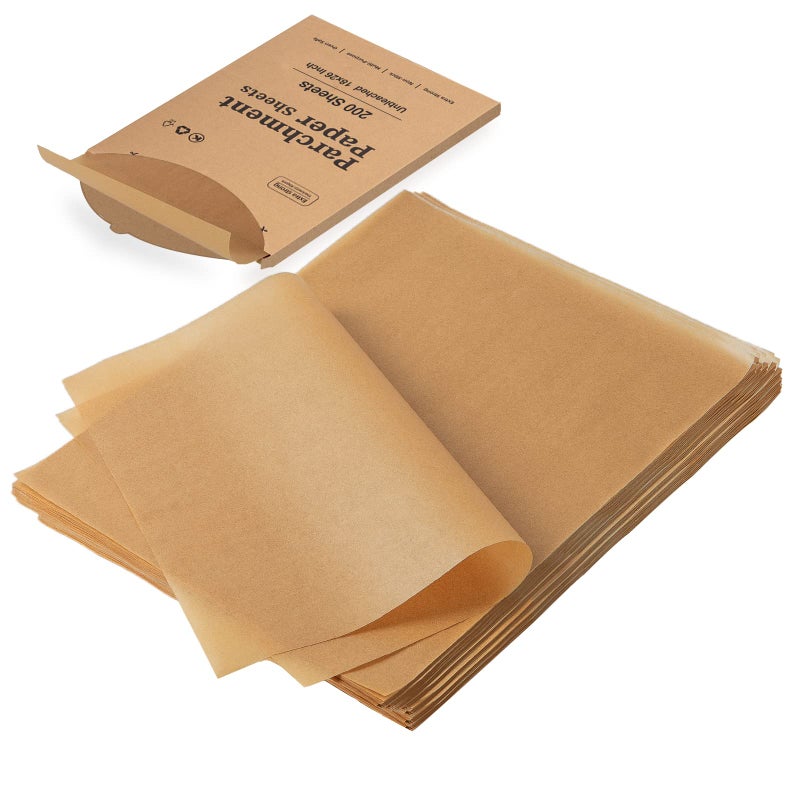 katbite Katbite 200Pcs 18x26 inches Parchment Paper Sheets Heavy Duty Unbleached Baking Paper Precut and Oil Proof Perfect for Steaming Cooking Bread Cake  Wrapping Foods 