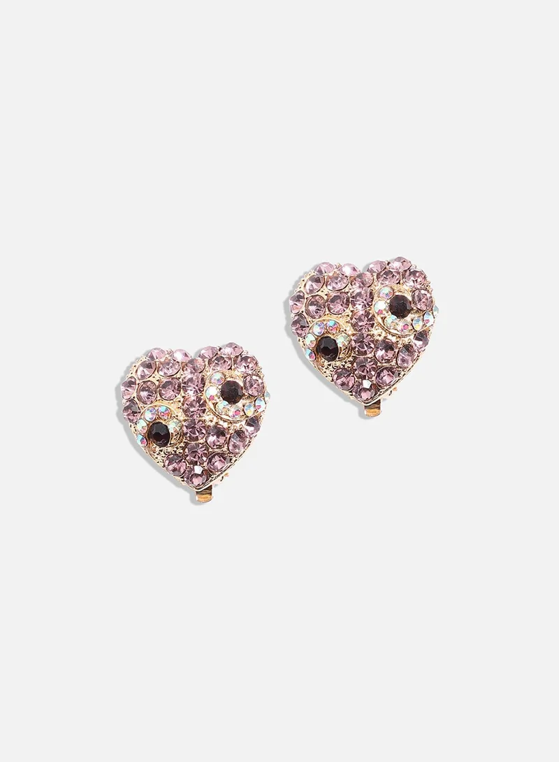 SOHI Crystal Heart Artificial Stud Earring Jewellery
