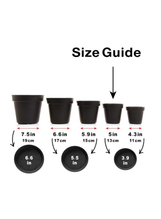 Mintra Round Flower Pot Planters Medium - Pack of 4 with bottom tray - Plastic | Color - Light Green | Size - 15x15x14cm | Asthetically Decorate Your Terrace, Garden or Patio. Ideal for outdoor or indoors - Image 5