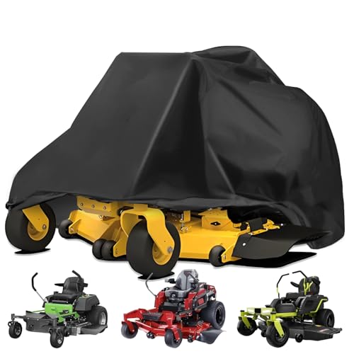 OWEEIO Lawn Mower Cover Heavy Duty 600D Oxford Waterproof Outdoor Weather Resistant RipProof AntiUV Raingproof Sun Block Heatresistant with 1 Windproof Strap 1 Storage Bag ZeroTurn - Image 1