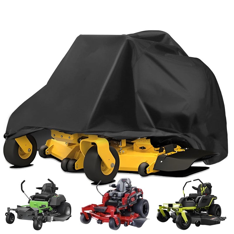 OWEEIO Lawn Mower Cover Heavy Duty 600D Oxford Waterproof Outdoor Weather Resistant RipProof AntiUV Raingproof Sun Block Heatresistant with 1 Windproof Strap 1 Storage Bag ZeroTurn - Image 2