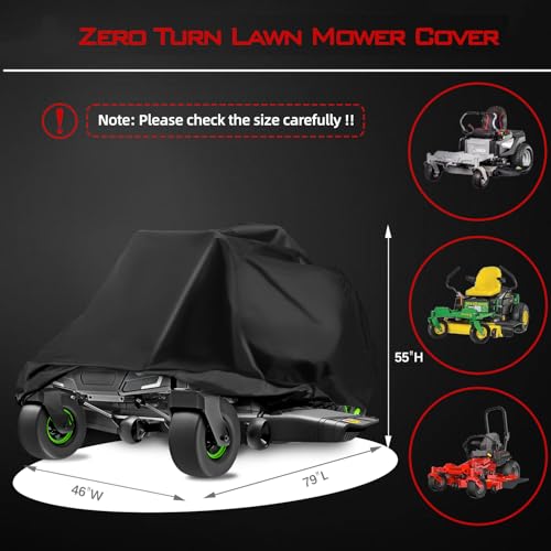 OWEEIO Lawn Mower Cover Heavy Duty 600D Oxford Waterproof Outdoor Weather Resistant RipProof AntiUV Raingproof Sun Block Heatresistant with 1 Windproof Strap 1 Storage Bag ZeroTurn - Image 3