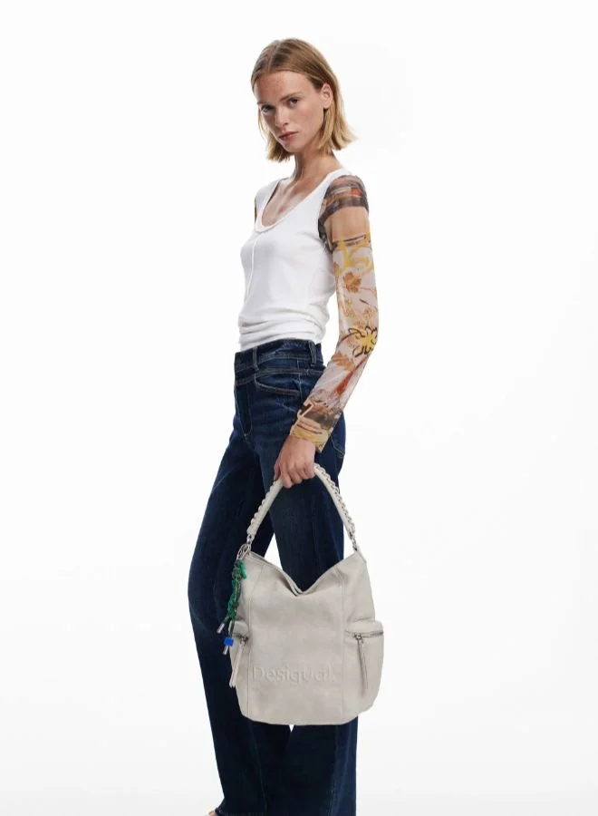 DESIGUAL Large logo faux leather backpack