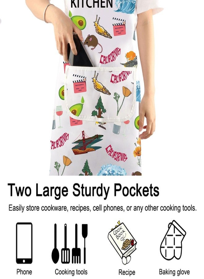 PXTIDY California Kitchen Apron California Trip Vacation Merch California Themed California Souvenirs Cooking Baking Apron (CALIFORNIA KITCHEN apron) - Image 5