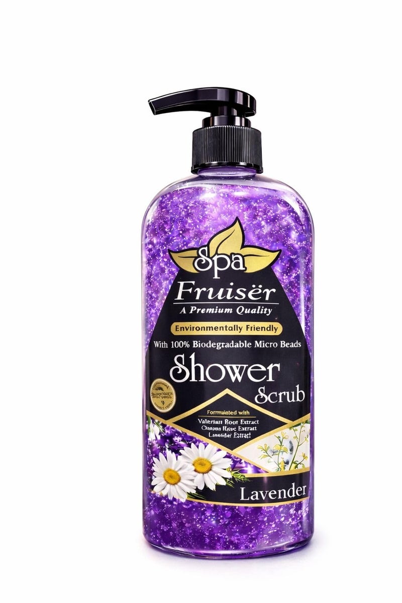 Fruiser Shower Scrub Exfoliating Body Scrub for Smooth & Glowing Skin – Deep Cleansing Moisturizing Shower Exfoliator for All Skin Types, 730ml (Lavender) - Image 1