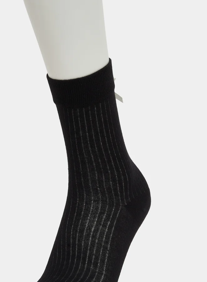 Styli Set of 2 - Crew Socks with Bow Detail