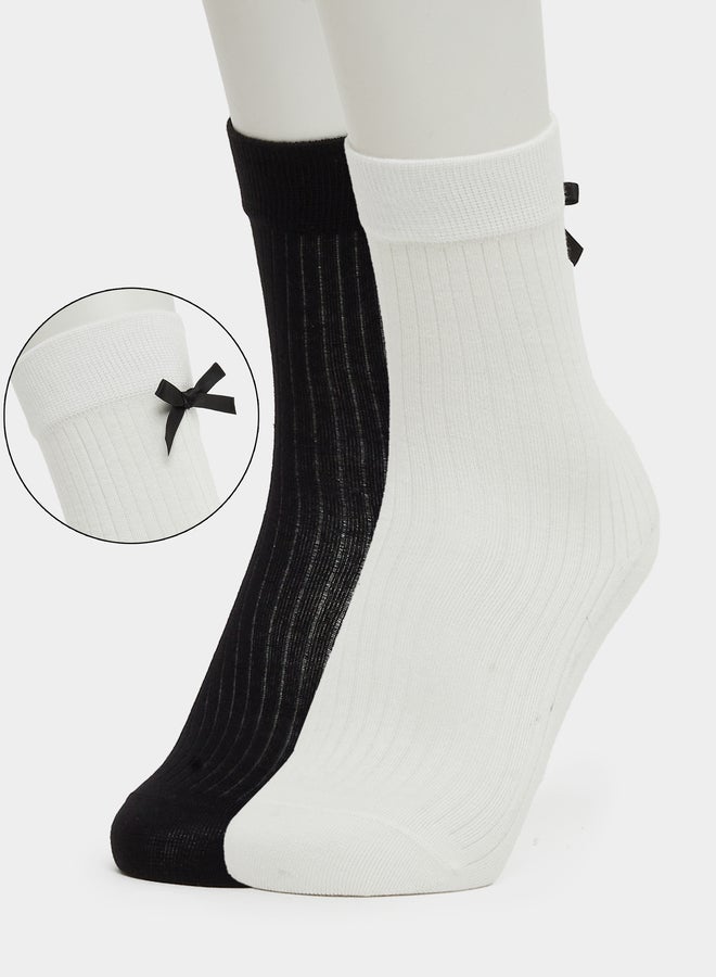 ستايلي طقم جوارب بطبعة فيونكة - قطعتين - Image 1