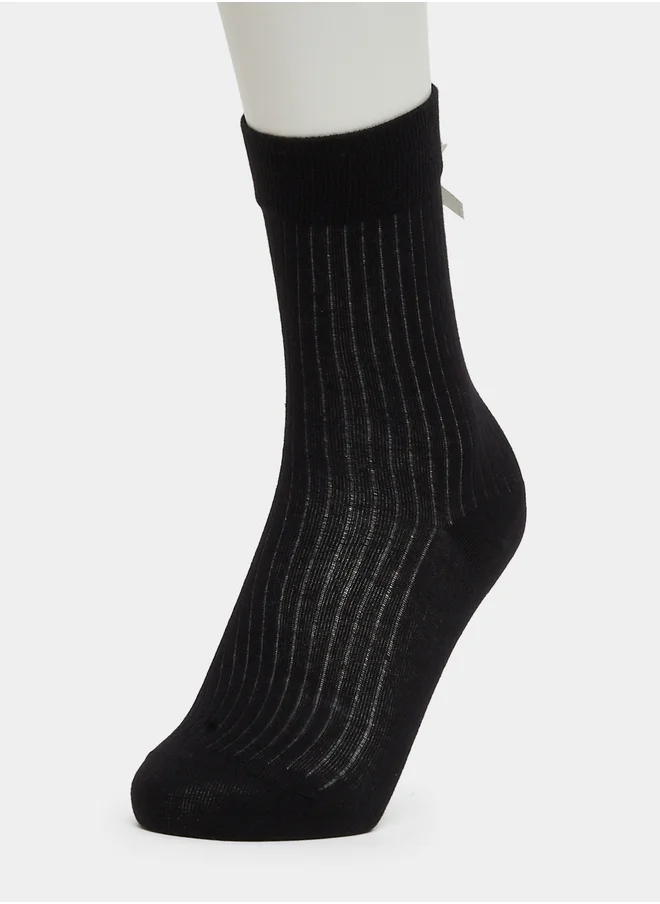 ستايلي Set of 2 - Crew Socks with Bow Detail