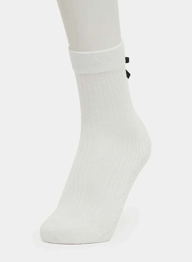 Styli Set of 2 - Crew Socks with Bow Detail