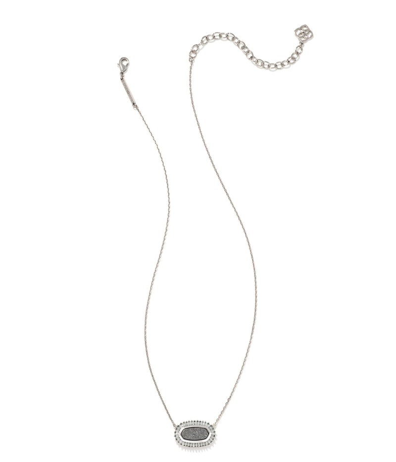 Kendra Scott Baguette Elisa Pendant Rhodium Platinum Drusy One Size - Image 1