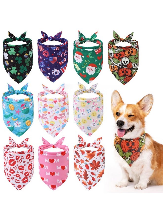 PAWCHIE Holiday Dog Bandanas 10 Packs  Pet Triangle Scarf Festival Style, Seasonal Bandanas 4Th Of July Dog Bandana Birthday Bandana For Small To Large Dogs Puppies Cats  - Image 1