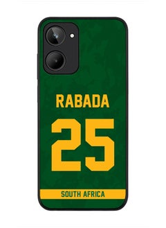 Cover for Realme 10 4G Case , Rugged Black Slim fit Soft Flexible Thin Protective Phone Cases - Player Name - Kagiso Rabada, Jersey Number- 25