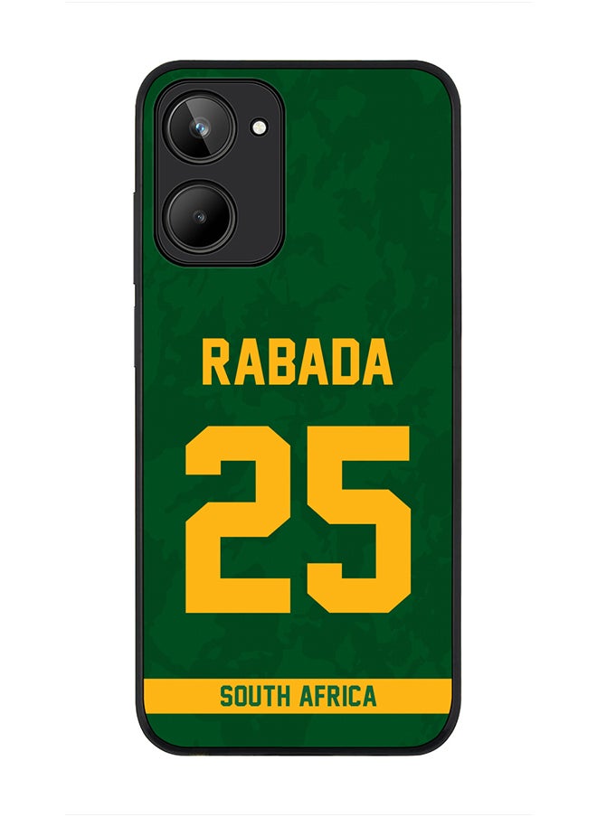 Stylizedd - Cover for Realme 10 4G Case , Rugged Black Slim fit Soft Flexible Thin Protective Phone Cases - Player Name - Kagiso Rabada, Jersey Number- 25 - Image 1