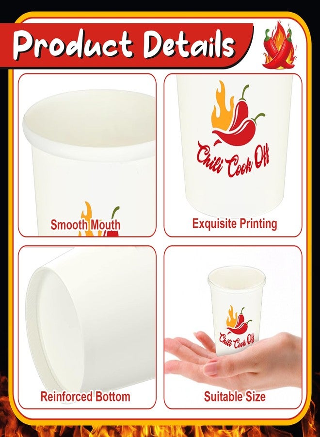 Jiytivity 600 Pcs 5 oz Chili Cook off Party Decorations Include 300 Pcs Disposable Paper Chili Tasting Cups and 300 Pcs Wooden Spoons for Chili Cook off Decorations Party Supplies - Image 3