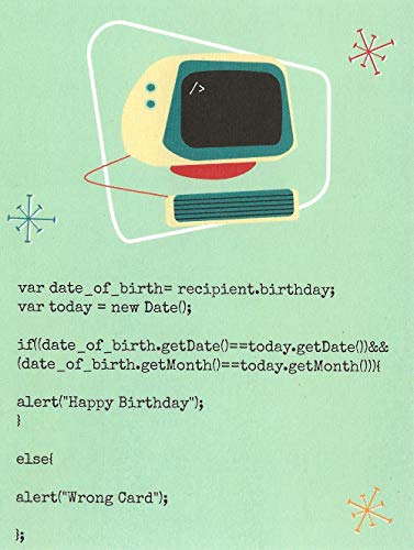 Nerdy Words Javascript Computer Birthday Card (4.25" X 5.5") by Nerdy Words - Image 1