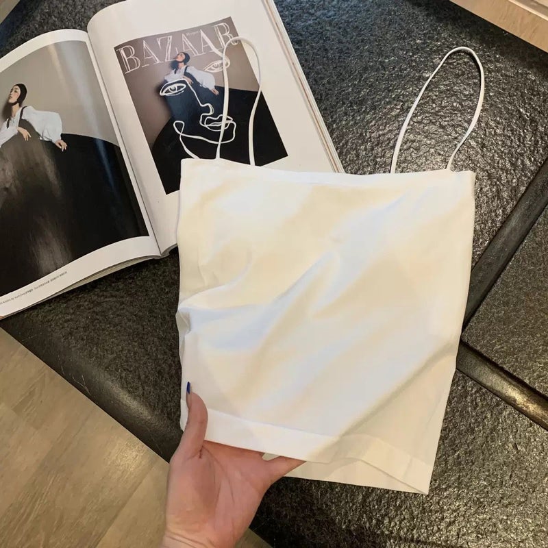 Ice Silk Seamless Oil Painting Girl Strapless Hot Girl Latex Tape Chest Pad Fixed Cup Wrap Chest Tube Top Vest Women Summer Girl Pink  - Image 4