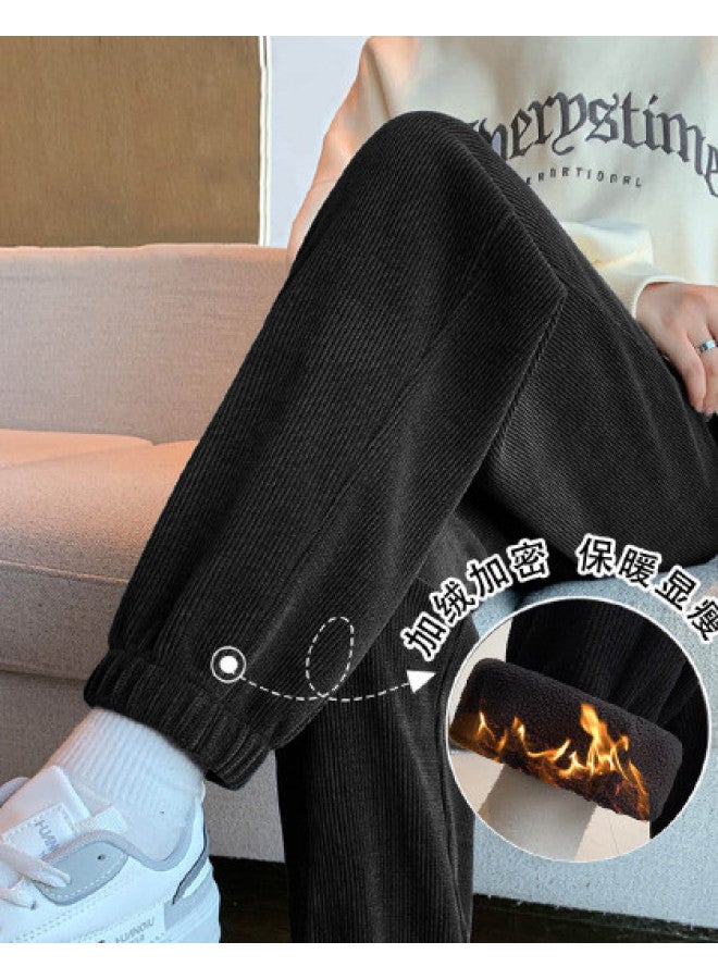 TonLion Women'S Fleece Casual Pants Spring Fleece Cuffed Pants Women'S Loose Fashion Cuffed Pants Fleece Spring Pants - Image 1