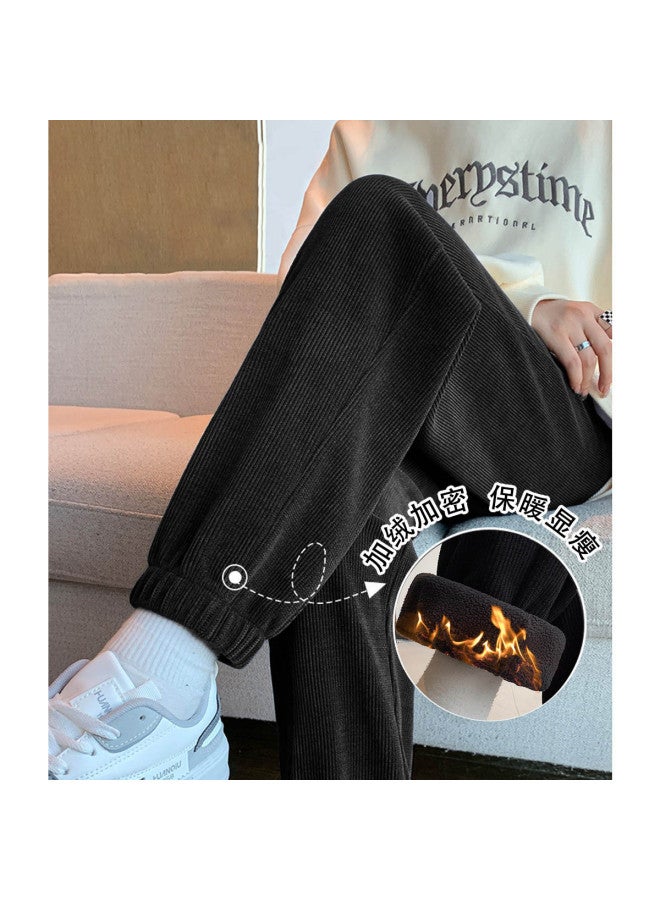 TonLion Women'S Fleece Casual Pants Spring Fleece Cuffed Pants Women'S Loose Fashion Cuffed Pants Fleece Spring Pants - Image 2