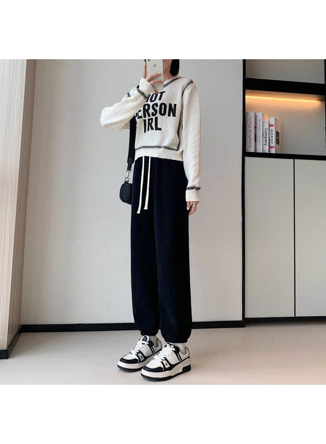 TonLion Women'S Fleece Casual Pants Spring Fleece Cuffed Pants Women'S Loose Fashion Cuffed Pants Fleece Spring Pants - Image 5
