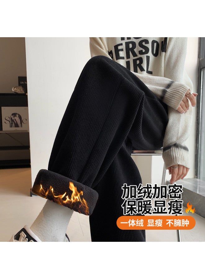 TonLion Women'S Fleece Casual Pants Spring Fleece Cuffed Pants Women'S Loose Fashion Cuffed Pants Fleece Spring Pants - Image 3