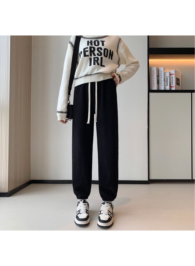 TonLion Women'S Fleece Casual Pants Spring Fleece Cuffed Pants Women'S Loose Fashion Cuffed Pants Fleece Spring Pants - Image 4
