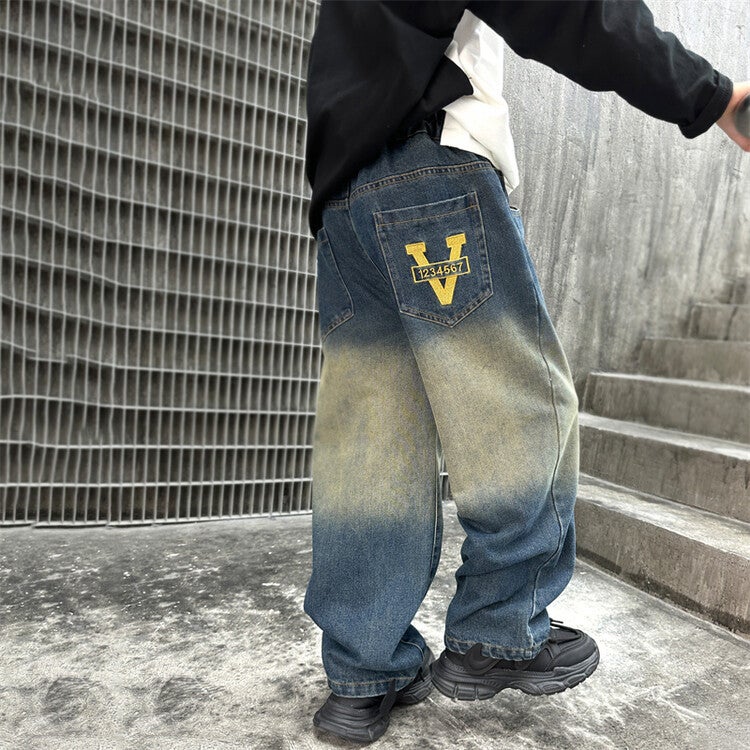 Boys Jeans Autumn Clothing Children'S Straight-Leg Leg Loose Pants Boys Autumn Handsome Pants - Image 4
