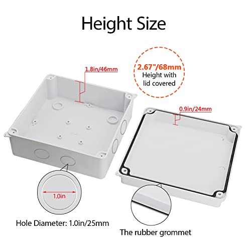 LeMotech Junction Box, Electrical Box IP65 Water Resistant Dustproof ABS Plastic Project Enclosure for Electronics White 5.9 x 5.9 x 2.8 inch - Image 5