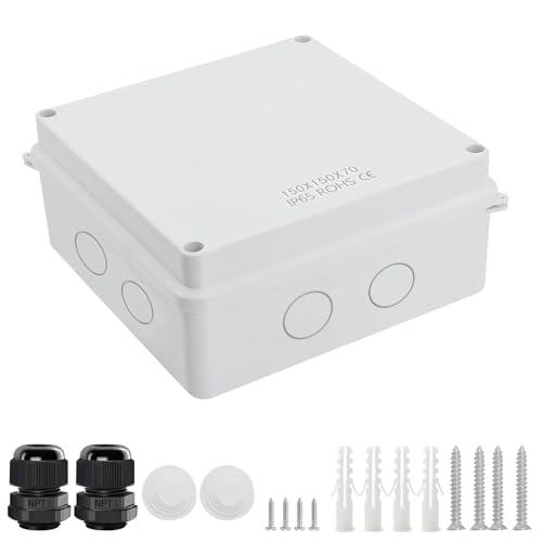 LeMotech Junction Box, Electrical Box IP65 Water Resistant Dustproof ABS Plastic Project Enclosure for Electronics White 5.9 x 5.9 x 2.8 inch - Image 1