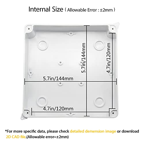 LeMotech Junction Box, Electrical Box IP65 Water Resistant Dustproof ABS Plastic Project Enclosure for Electronics White 5.9 x 5.9 x 2.8 inch - Image 3