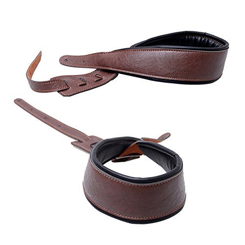 MoonEmbassy Guitar Strap,Soft Leather Guitar Strap&Bass Strap with 3.5" Wide Adjustable Length from 40" to 60" Packed with 2 Picks (Brown) - Image 3