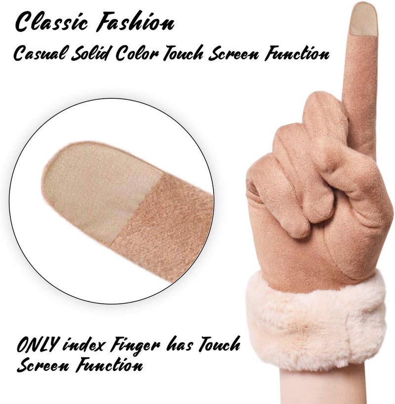 LassZone Women's Winter Warm Touch Screen Gloves - Fleece Lined Soft Suede Mittens - Image 3