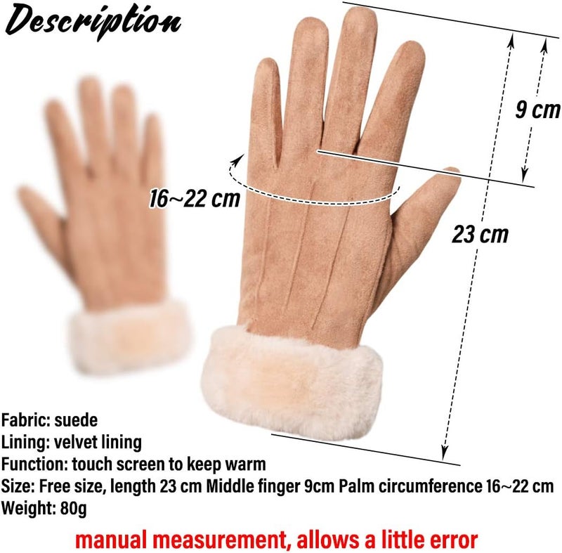 LassZone Women's Winter Warm Touch Screen Gloves - Fleece Lined Soft Suede Mittens - Image 4
