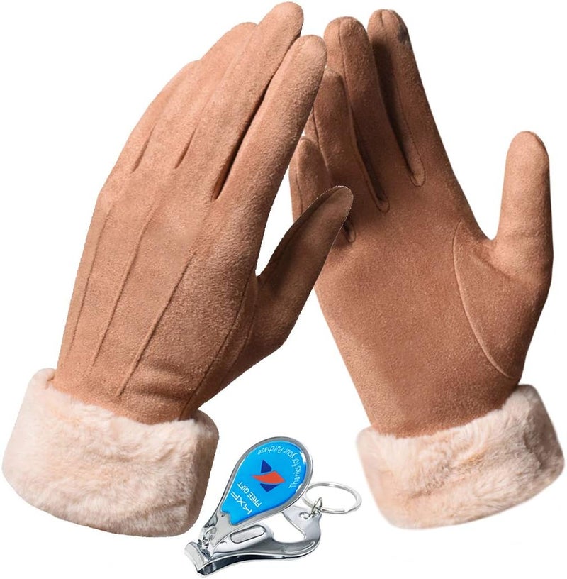 LassZone Women's Winter Warm Touch Screen Gloves - Fleece Lined Soft Suede Mittens - Image 1
