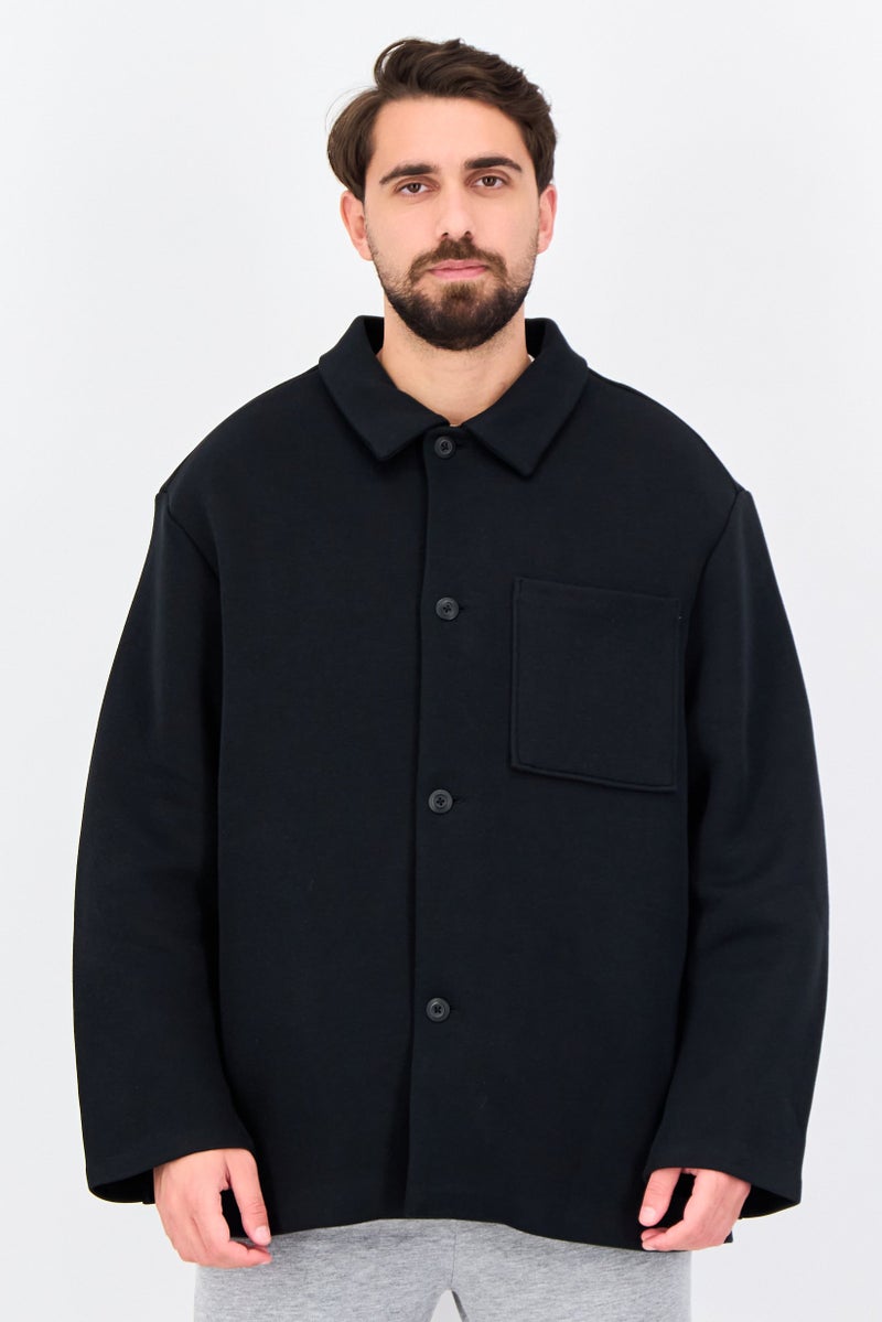 Nike Men Oversize Fit Long Sleeve Outdoor Shirt Jacket, Black - Image 1