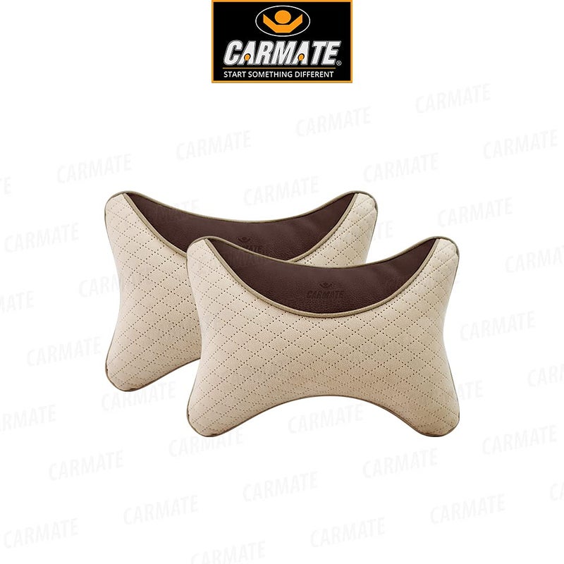 CARMATE CARMATE Sporty Car Seat Neck Rest Cushion Pillow - Set of 2 (Camal-Brown) - Image 1