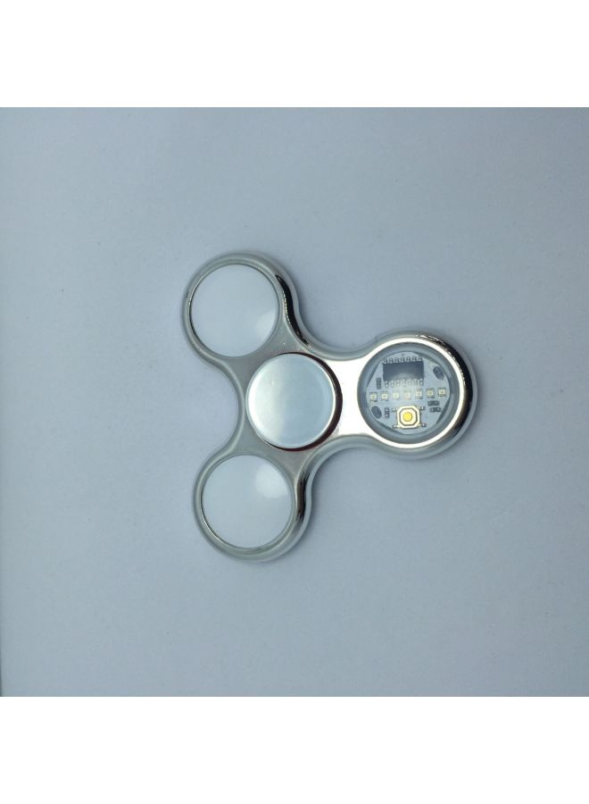 Fingertip Gyro Luminous LED With Light Three Leaf Finger Pattern Crystal Gyro Night Market Stall Small Gifts-Color:Plating/Silver (72 Variable Pattern White Lamp Housing)  - Image 1