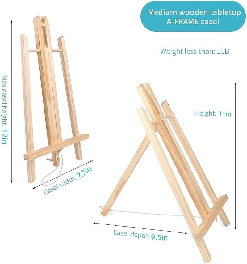 DSUWAZU 11.8" Wood Easels, Small Tabletop Display Stand, Tripod, Painting Party Easel, Kids Student Tabletop Easels for Painting, Portable Canvas Photo Picture Sign Holder - Image 2