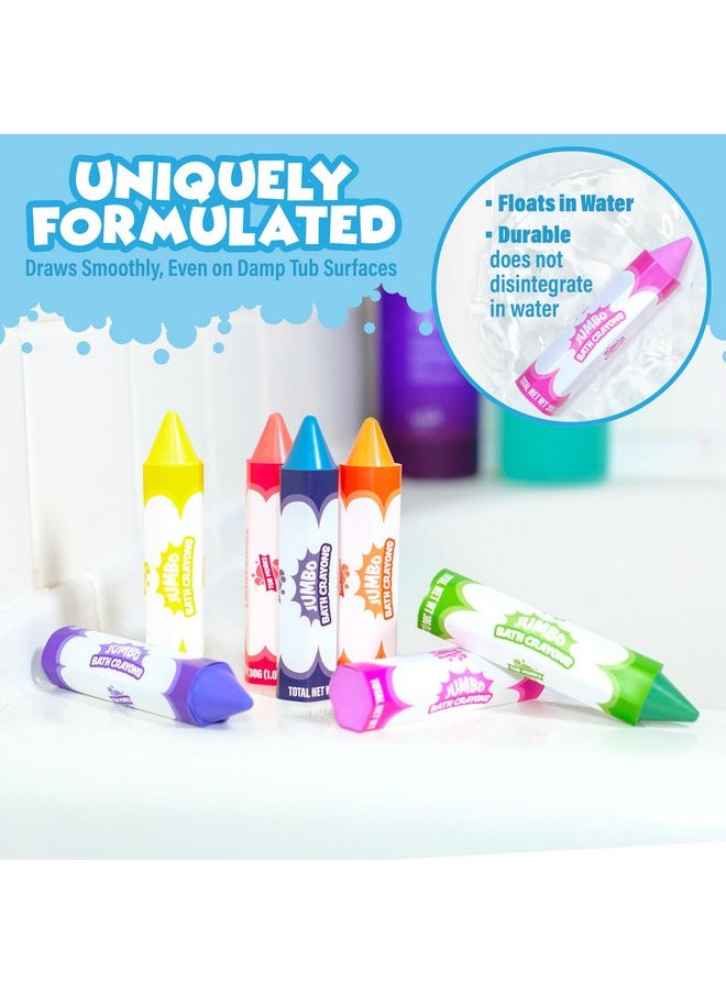 Tub Works - Tub Works® Smooth™ Jumbo Bath Crayons Bath Toy | Nontoxic, Washable Bath Crayons for Toddlers & Kids | Unique Formula Draws Smoothly & Vividly on Wet & Dry Tub Walls | Large, Easy-Grip Bathtub Crayons - Image 1