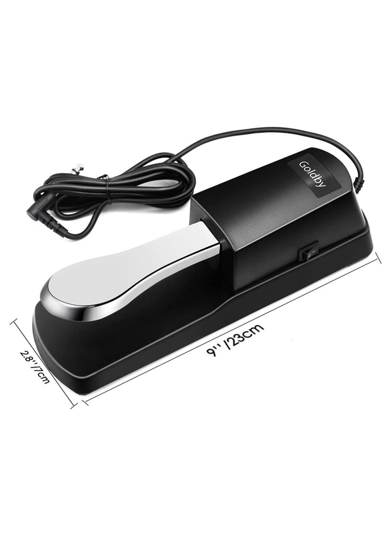 Megarya Goldby Piano Sustain Pedal, Universal Keyboard Foot Sustain Pedal for Yamaha, Casio, Roland, Korg Digital Pianos MIDI Keyboard Electronic Keyboards Electric Organ Synthesizer, 1/4 Inch Jack (Sliver)  - Image 2