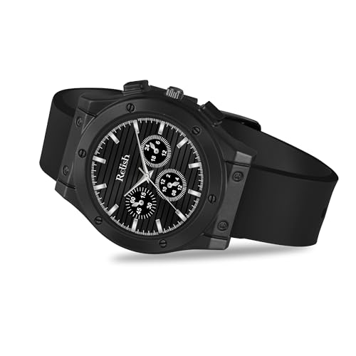 Relish RS3 Pro Antique Softest Silicone Strap Analog Watch for Men & Boys - Vintage Brass Dial, Quartz Movement, 48mm Case, Black Band - Image 1