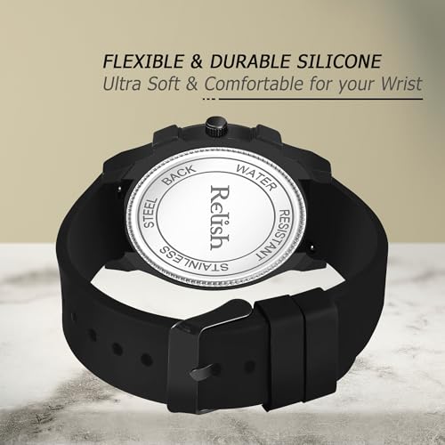Relish RS3 Pro Antique Softest Silicone Strap Analog Watch for Men & Boys - Vintage Brass Dial, Quartz Movement, 48mm Case, Black Band - Image 5