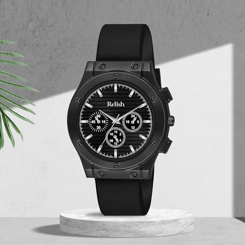 Relish RS3 Pro Antique Softest Silicone Strap Analog Watch for Men & Boys - Vintage Brass Dial, Quartz Movement, 48mm Case, Black Band - Image 2